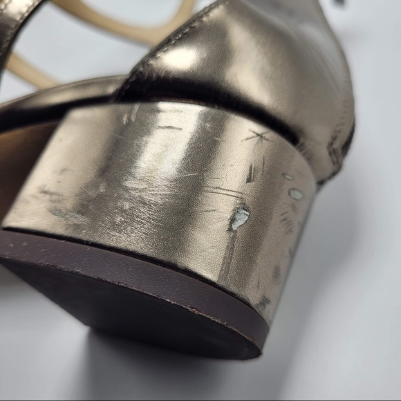 Jimmy Choo Gold Gladiator Block Heeled Sandals - Picture 13 of 13